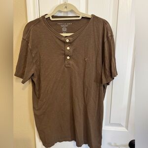 American Eagle Outfitters Super Soft Standard Fit Brown Henley Tee size M